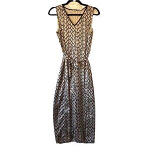 THML Jumpsuit Women's Medium Tan Black Snakeskin Print Sleeveless Wide Leg‎
